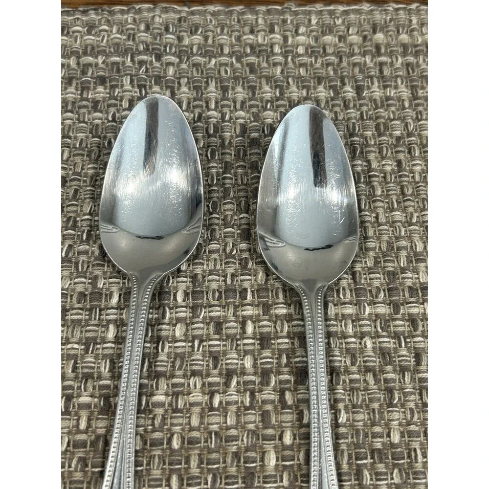 Rockport By Towle Teaspoons Set Of 2 Beaded Edge Stainless Steel Flatware